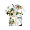 thumbnail image 4 of Abcomgle Button Up Shirts for Boys 10-12 Button Down Short Sleeve Funny Hawaiian Shirt Tropical Mountains and Seas Print Beach Hawaii Shirts,Green,5-6Years, 4 of 5