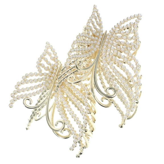 SEWCHICS Golden Hair Holding Butterfly Hair Claw Clip 2Pcs 4.1x2.8in