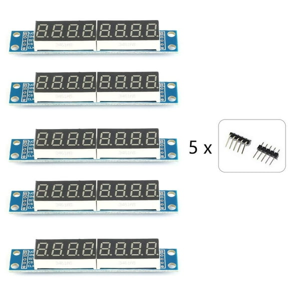 Treedix 5 pcs MAX7219 8-Bit Digital Display Module 7-Segment Numeric LED Display Serially Interfaced Compatible with Arduino