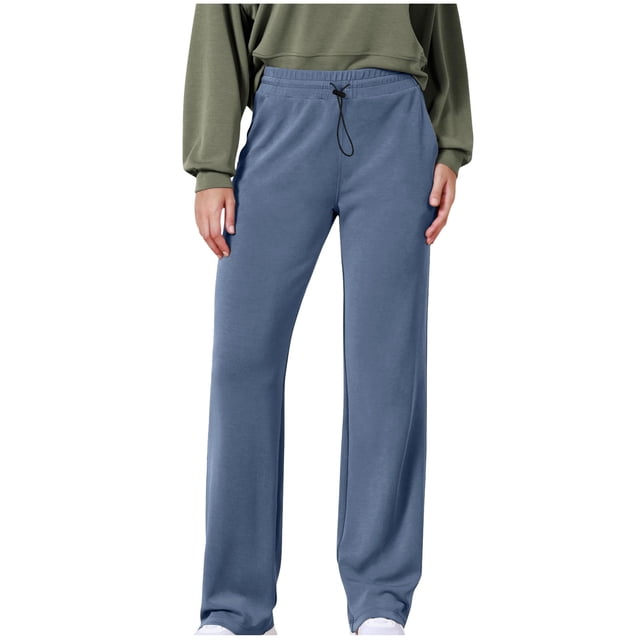 ameIAEA Sweatpants for Women Elastic Waisted Athletic Lounge Pants Wide Leg Drawstring Trouser