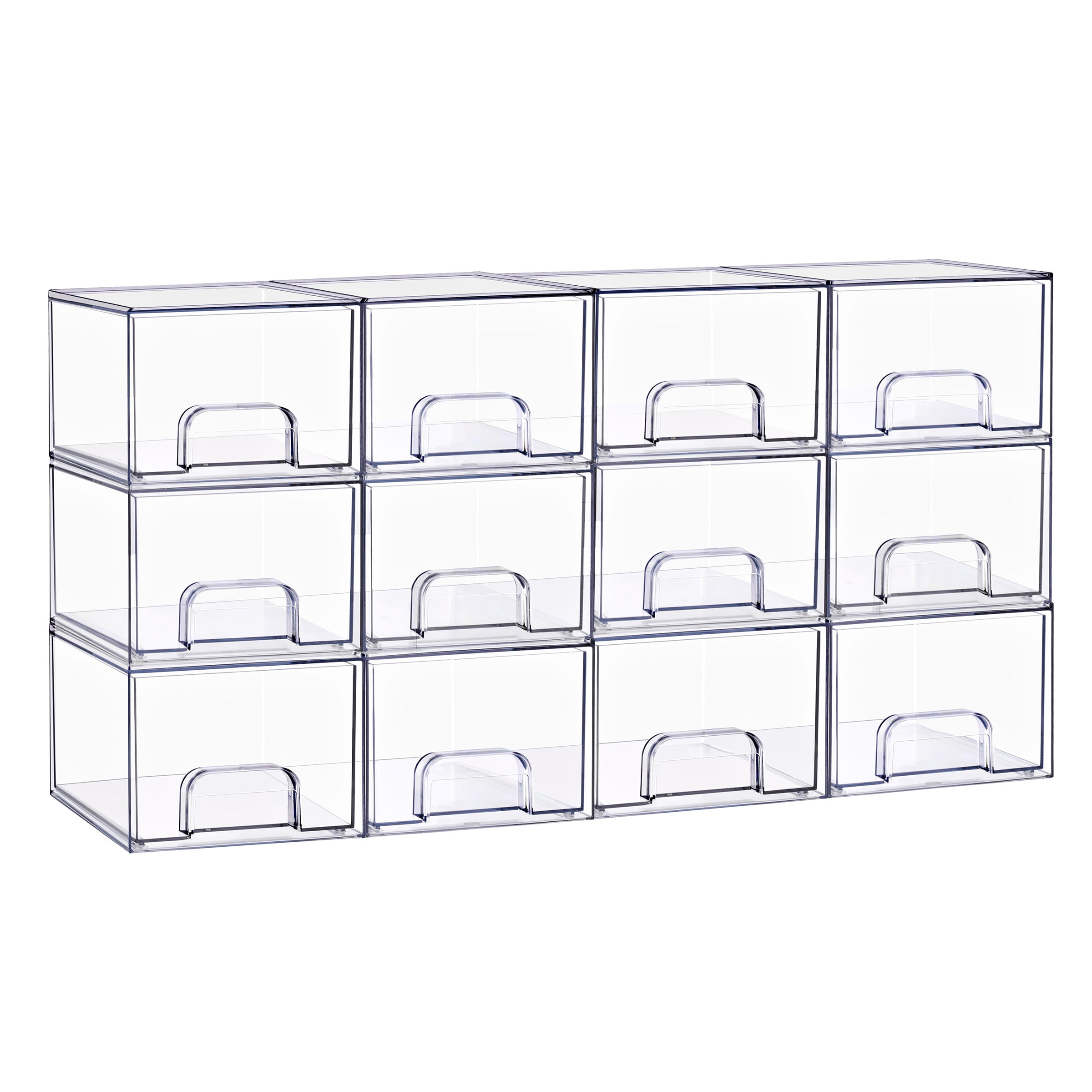Sorbus Small Acrylic Storage Drawers, Clear Baby Organizer Bins, 12-Pack
