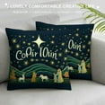 thumbnail image 3 of JEUXUS  Green Christmas Pillow Covers , Merry Christmas Xmas Jesus O Holy Night Cross Joy Star of Bethlehem Decorations Pillowcase, Seasonal Winter Pillowcase for Sofa Bed Decor (Green), 3 of 5