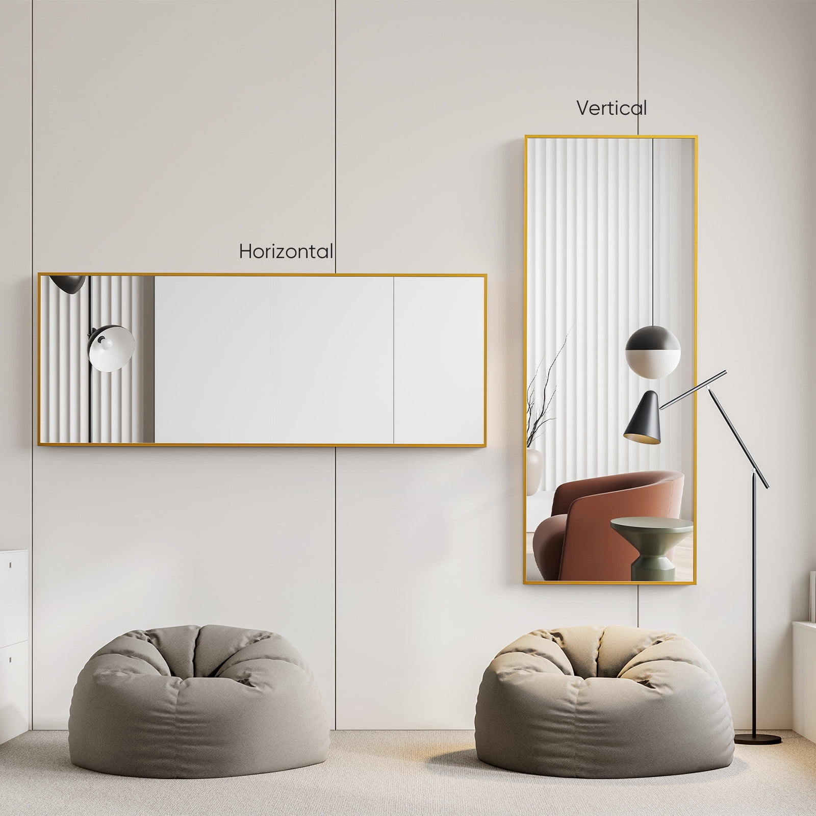 CONCETTA 71"x26" High-Quality Full Length Mirror, Aluminum Alloy Frame Ensures Stability, Standing Design for Bedroom, Gold