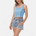 thumbnail image 2 of Women's Sequin Square Neck Tank Top with Sleeveless Design and Cropped Fit - Medium, Blue, 2 of 7