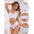 thumbnail image 3 of Unique Bargains Women's 3pcs Cross Straps Bralette and Panty Sets Lingerie Sets C 36 White, 3 of 6