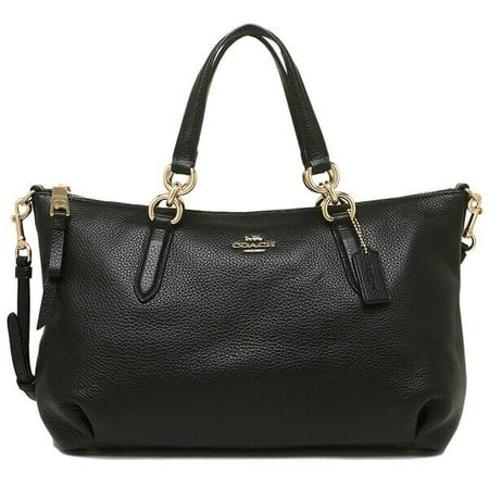 BRAND NEW WOMEN'S COACH (F30565) ALLY BLACK PEBBLED LEATHER SATCHEL BAG (Best Leather Couch Brands)