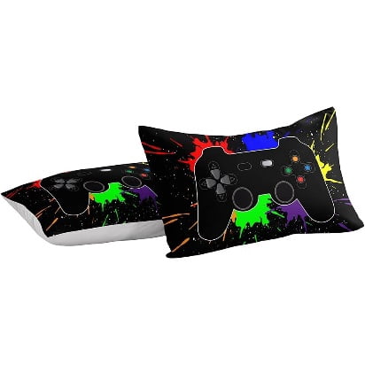 Gaming Comforter Set for Boys & Teens - Soft Game Controller Bedding, All-Season Lightweight Down Alternative, Gamer Room Decor, Twin/Queen/King