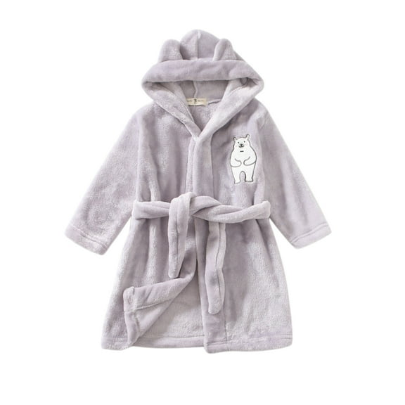 Icvfdpl Toddler Boys Girls Pajamas Kids Baby Cartoon Bathrobes Hooded Warm Flannel Night-Robe Cute Warm Robe Sleepwear