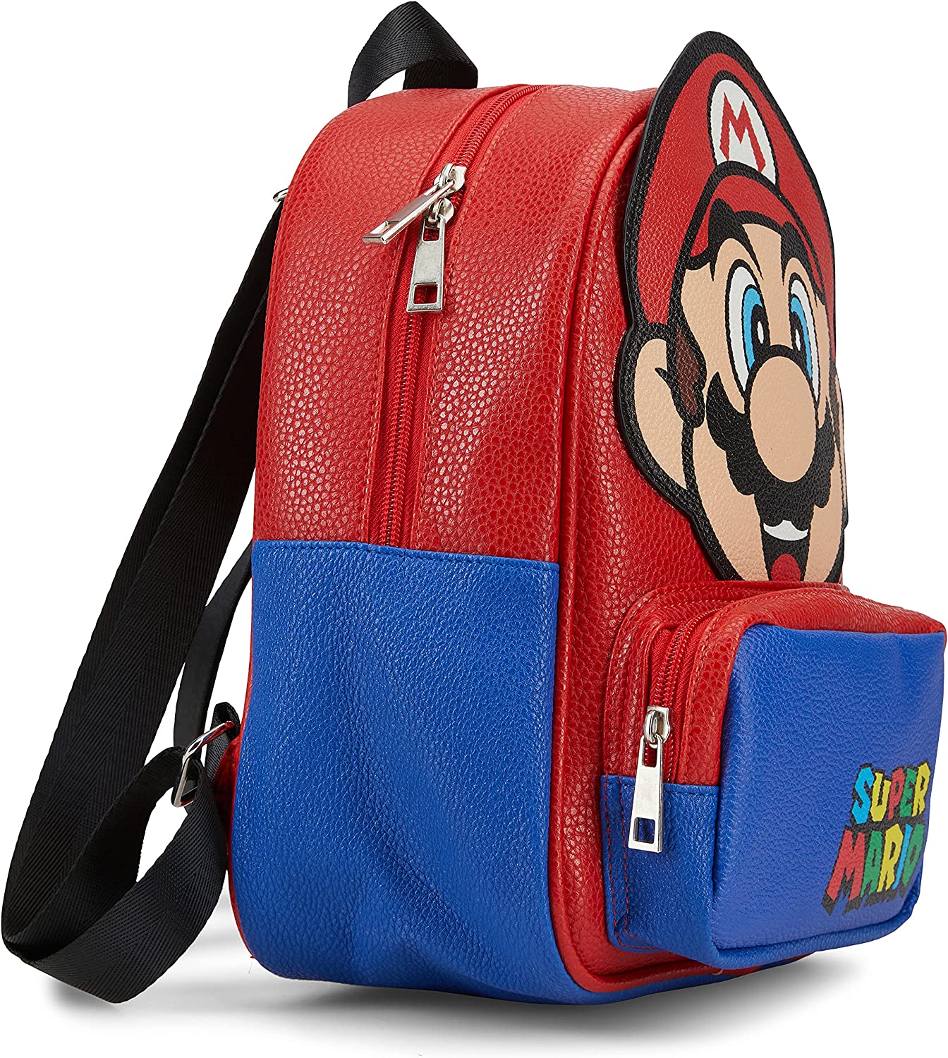 Nintendo's Super Mario Cosplay 10.5 Backpack, Faux Leather PU with 3D Features, Red & Blue - image 4 of 6