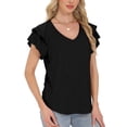 thumbnail image 5 of Sexy Dance Womens Summer Tops Ruffle Short Sleeve V Neck T-Shirts Casual Loose Fit Blouse Dressy Tops, 5 of 6