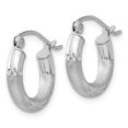 thumbnail image 2 of 10K White Gold Earring Hoop Women'S 9 mm 3 Satin & Diamond-Cut 3Mm Round Earrings, 2 of 2