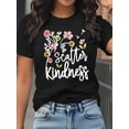 thumbnail image 2 of Woman Crew Neck T-Shirt Bohemian Floral Graphic Shirt Pure Cotton Casual Short Sleeve Top, 2 of 6