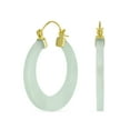 thumbnail image 2 of Bling Jewelry Womens Light Green Jade CZ Hoop Earrings 14K Gold Plated Sterling Silver 1.2 Inch, 2 of 4