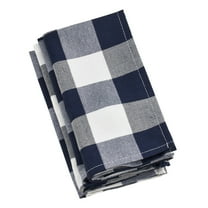 Fennco Styles Buffalo Plaid Collection Classic Checked Cotton Blend Cloth Napkin Navy Blue 20 x20 Inch, Set of 4 - Dinner Napkins for Banquets, Christmas, Special Events and Home DÃ©cor