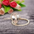 thumbnail image 2 of Bridal Ring Pear Shape 1.75 Carat Morganite Wedding Ring Set Engagement Ring 10k Yellow Gold Claw Prong Halo Matching Band Vintage looking, 2 of 3