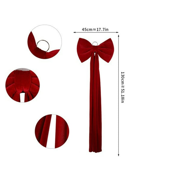 Extra Wide Burgundy Velvet Christmas Bow with Long Flowing Tails, Large Decoration for Door Wall Tree Topper and Grand Holiday Display