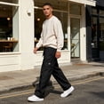 thumbnail image 2 of GrmtClth Men's Cargo Sweatpants Pants Wide Leg Sweat Pants Fall Baggy Y2K Parachute Pants with Pockets Black M, 2 of 6