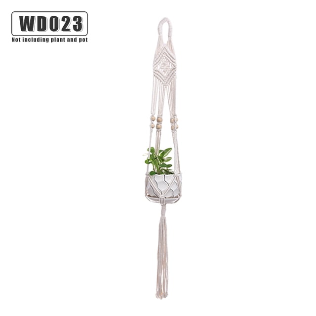 Inteprter Cestas colgantes 100 hechas a mano, soporte para plantas, macramé, colgador de plantas, maceta para colgar en la pared interior, soporte para Jardín y Patio No.23 Inteprter HA001777-23