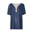 thumbnail image 3 of Wenyuyu Striped Tops for Women Button Henley Notch V Neck Short Sleeve Blouses Summer Casual Loose Fit Tunic T-Shirts, 3 of 4