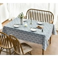thumbnail image 3 of Cotton Rectangular Tablecloth 60×104 Inch, Floral Flower Vintage Navy Damask Pattern Washable Table Cover for Party Picnic Dinner Decor, 3 of 6