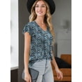 thumbnail image 2 of Womens Tops Dressy Casual Summer Flutter Sleeve T-Shirts Trendy Ruffle Short Sleeve Loose V-Neck Tunic Tops, 2 of 4