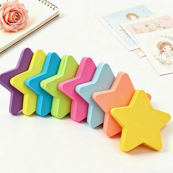 Xingjin Cute Sticky Notes Star Shape Self Stick Notes 6 Pads 6 Colors Fun Note Pads Colorful Sticky Note Tabs For Office Planner Accessories