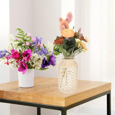 SEWCHICS Decorative Transparent Glass Vase, Modern Clear Flower Vase for Home, Office, Living Room, 1 Piece