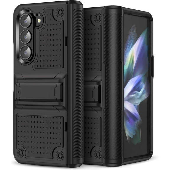 for Samsung Z Fold 5 Case, Galaxy Z Fold 5 5G Case Built in Kickstand Full Body Drop Protection Case for Samsung Galaxy Z Fold 5 5G 2023 hard case - Black