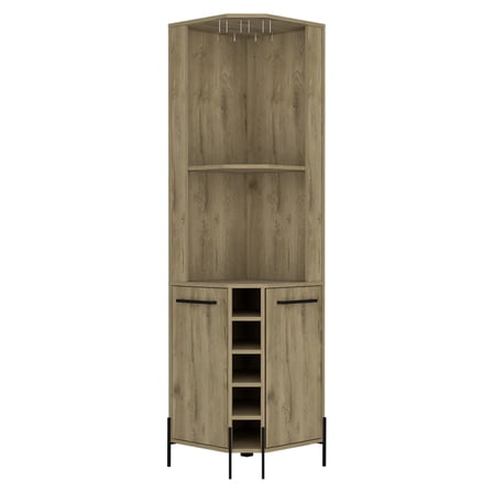 CoSoTower Corner Bar Cabinet Shopron, Living Room, Aged Oak