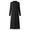 thumbnail image 5 of Fangasis Ladies Dress Long Sleeve Maxi Dresses Solid Color Women Retro Casual Autumn Black M, 5 of 9