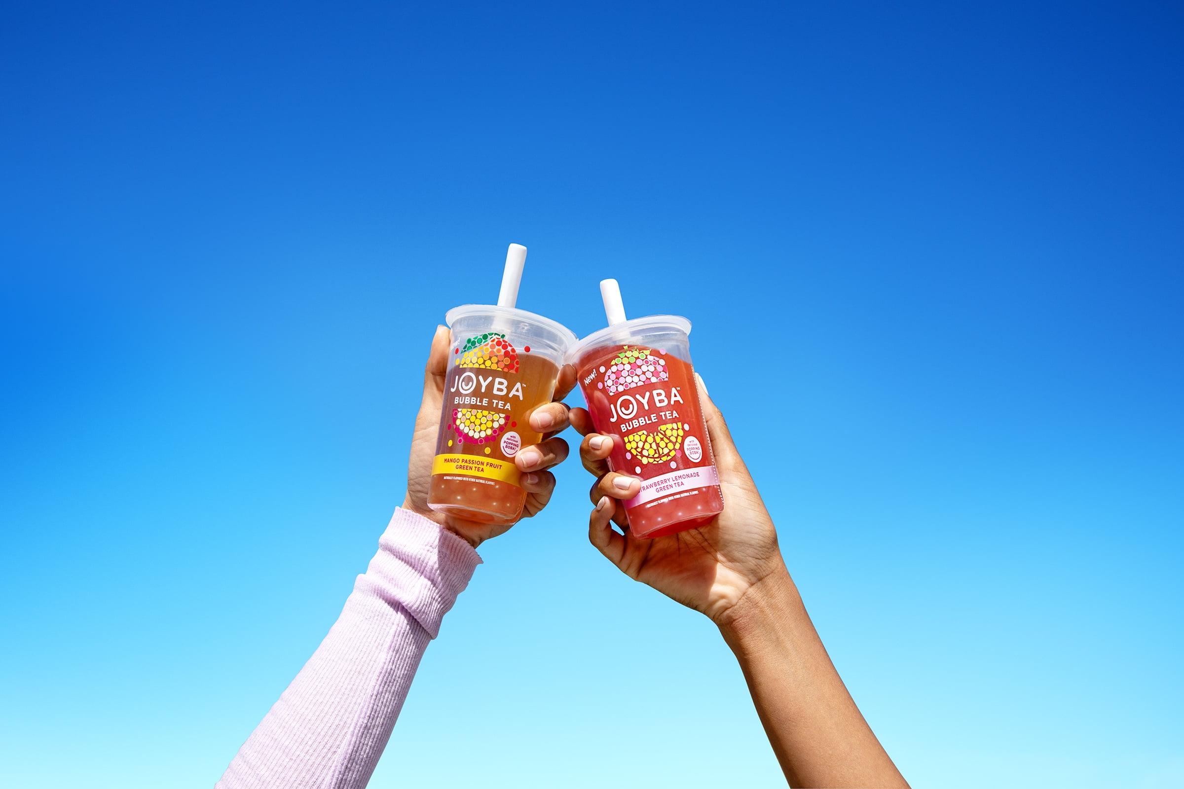Joyba Bubble Tea Green Tea Variety Pack, Strawberry Lemonade & Mango Passionfruit 12 fl oz cups (pack of 8)