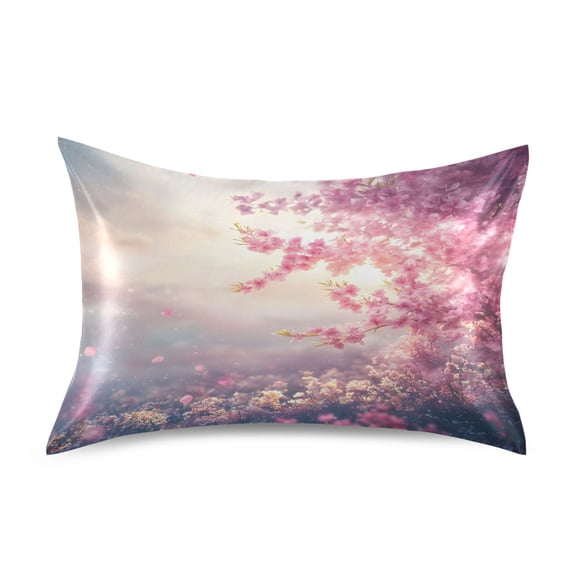 Ryvnso Satin Pillowcase Peach Floral Sunset Pillow Cases Standard Size 26x20in