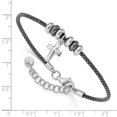 thumbnail image 3 of Sterling Silver Rhodium-Plated and Ruthenium-Plated Cross Bracelet with 1" Extension, 3 of 4