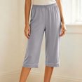 thumbnail image 2 of Bovxnpu Women's Pajama Pants Sleep Lounge Bottoms Cotton Capris Straight Leg Loose Casual Home Wear Pants Sleepwear, 2 of 8