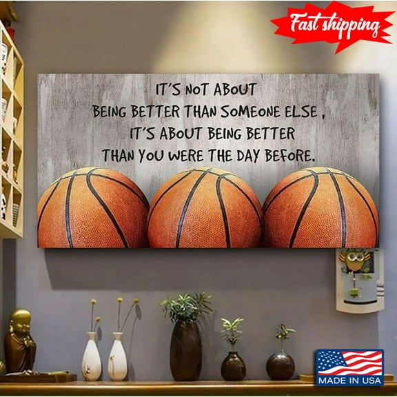 Basketballs It’s Not About Being Better Than Someone Else It’s About Being Better Than You Were The Day Before 11 x 17 Inch Poster