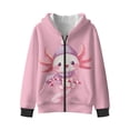 thumbnail image 4 of Xoenoiee Pink Axolotl Candy Print Fleece Full Zip Hoodies for Girls Christmas Lightweight Casual Long Sleeve Hoodie Sweatshirts Athletic Tops Sports Shirt Outerwear with Pocket, S, 4 of 7