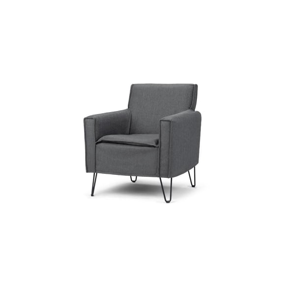 Accent Chair - Modern Mid-Century Design - Slate Grey Fabric & Metal Legs - Living Room Seating