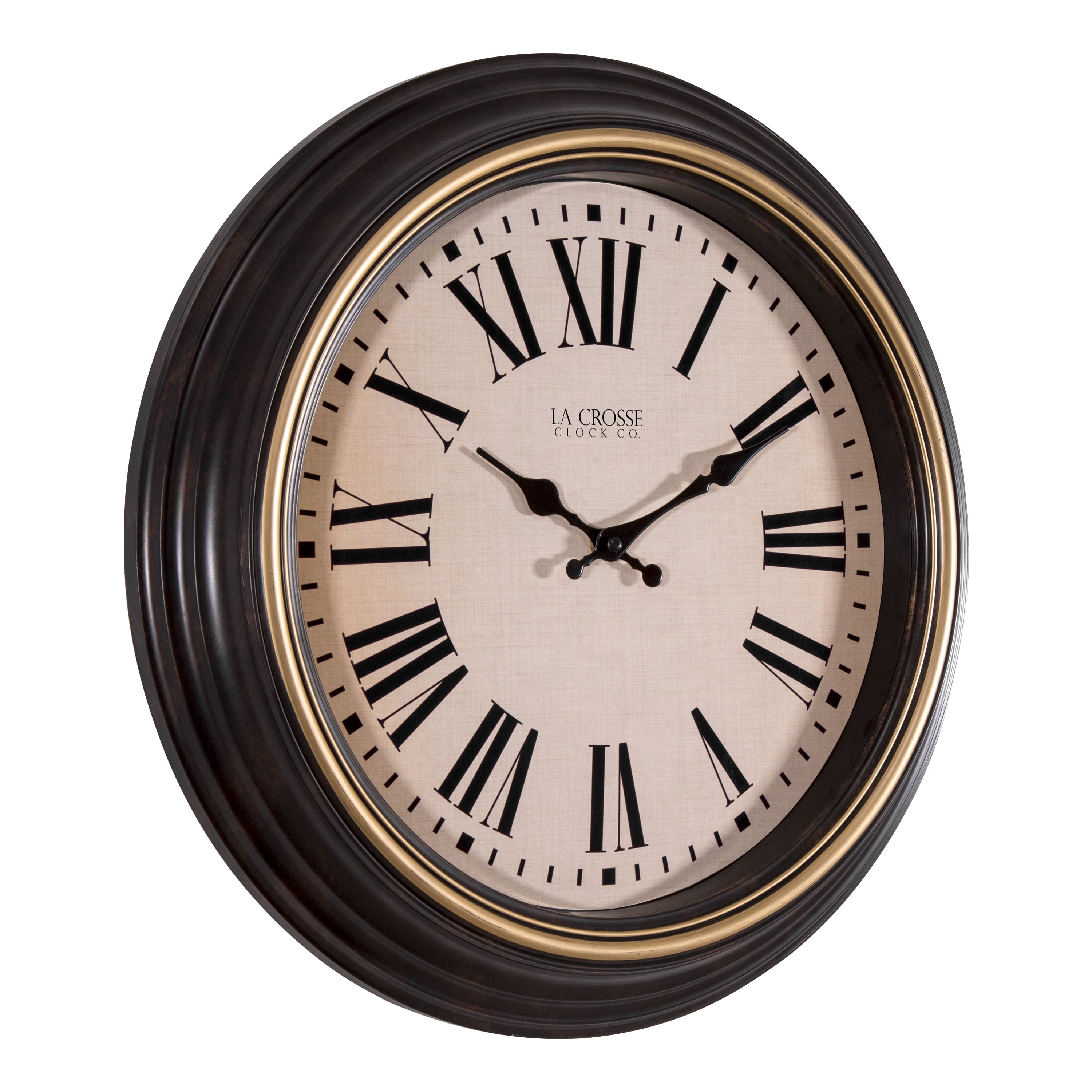 La Crosse Clock 18" Traditions Antique Brown Quartz Analog Wall Clock, 404-3045BK