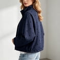thumbnail image 5 of WIZUTIZ Women's Polka Dot Zip Up Jacket Lapel Collar Drawstring Hem Casual Lightweight Coat Spring Fall Outerwear with Pockets, 5 of 7