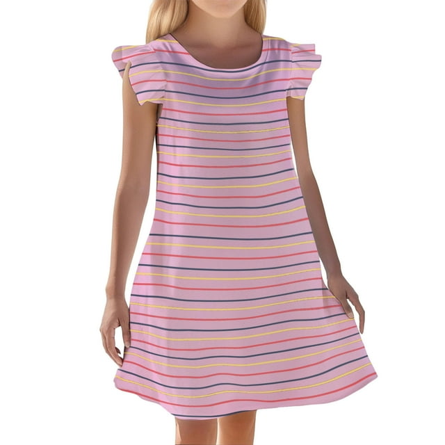 Vêtements de Nuit et Robes d'Été pour Filles, Robe de Nuit Rayée Mignonne pour Enfants, Style Décontracté pour Tout-Petits et Enfants 3-10 Ans, Tenue Confortable pour la Maison