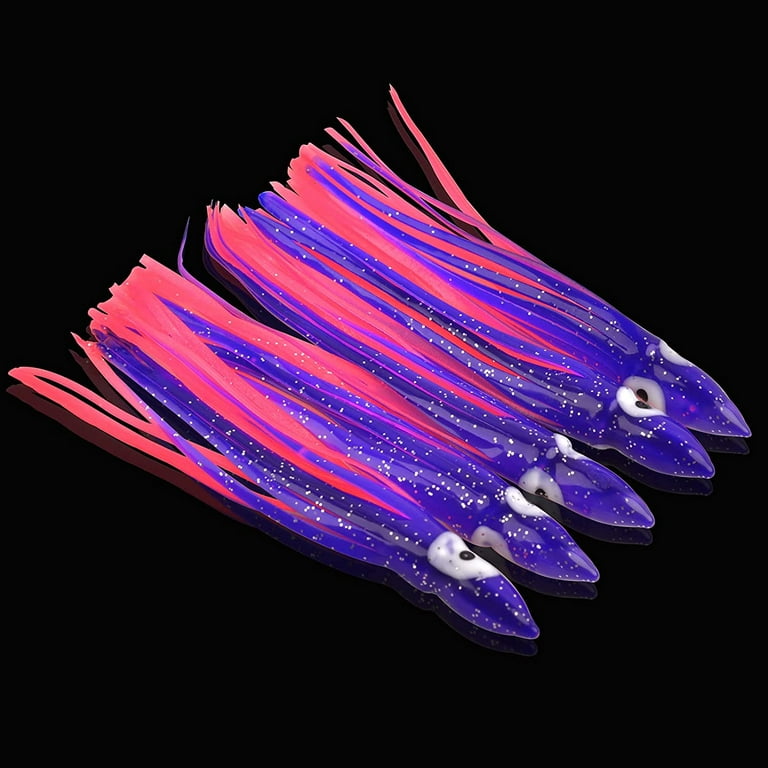 Fishing Squid Skirts Octopus Lures, 30pcs Glow Soft Plastic Fishing Bait  Trolling Lure Saltwater for Bass Salmon Trout Multicolored 7cm 9cm 11cm