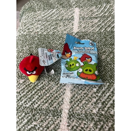 Angry Birds Plush Pencil Topper Finger Puppet 2” Red Bird New & Puzzle Eraseez