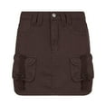 thumbnail image 5 of Sngxgn Women's Summer Solid Split Hem Mini Skirt(Coffee,L), 5 of 6