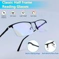 thumbnail image 5 of 3 Pack Blue Light Blocking Reading Glasses for Men, Stylish Half Frame Metal Computer Readers, Lightweight Spring Hinge Eyeglasses Anti Eyestrain/Glare/UV (Mix Color, Black+Grey+Brown, 1.0), 5 of 7