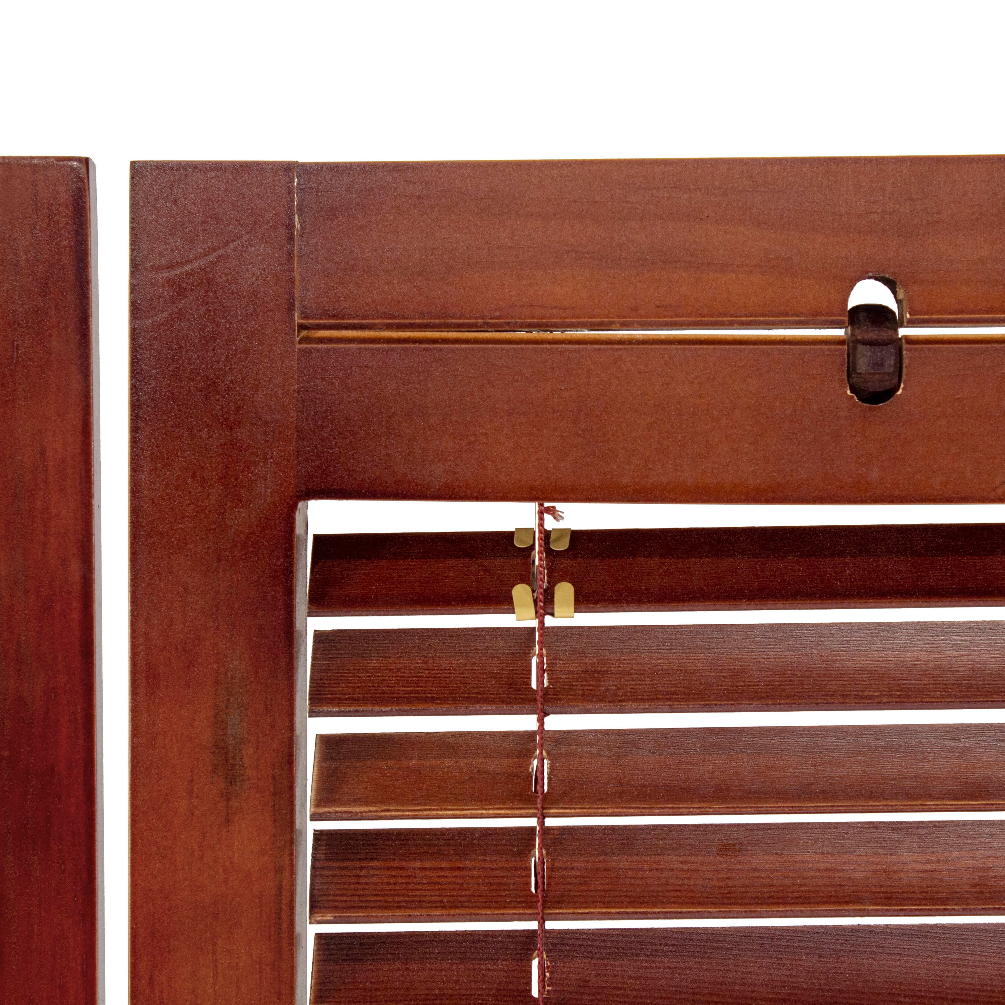 Red Lantern 6 ft. Tall Adjustable 3-Panel Room Divider with Shutter Design in Walnut Finish