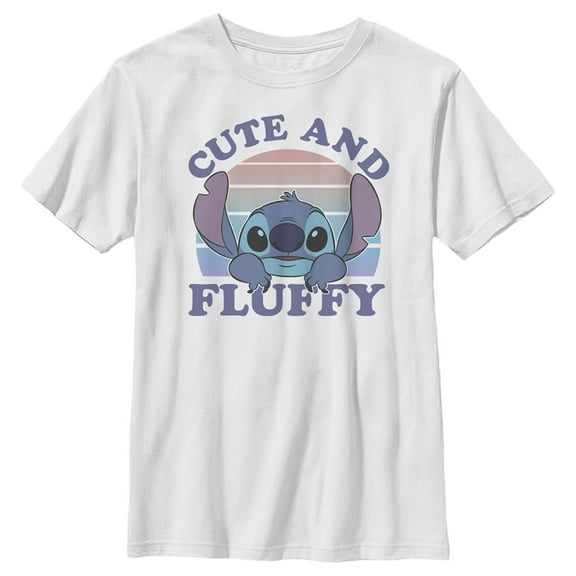 Boy's Lilo & Stitch Cute and Fluffy Graphic Tee White X Large