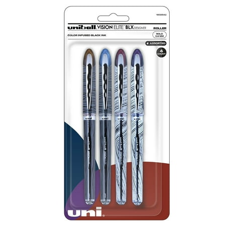 uni-ball, UBC1858842, Vision Elite Designer Series Rollerball Pen, 4 / Pack