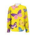 thumbnail image 5 of QASIEATN Button Down Shirts for Women Butterfly Dress Shirts Long Sleeve Blouse Work Tops Summer Blouse Fashion Clothing, 5 of 5
