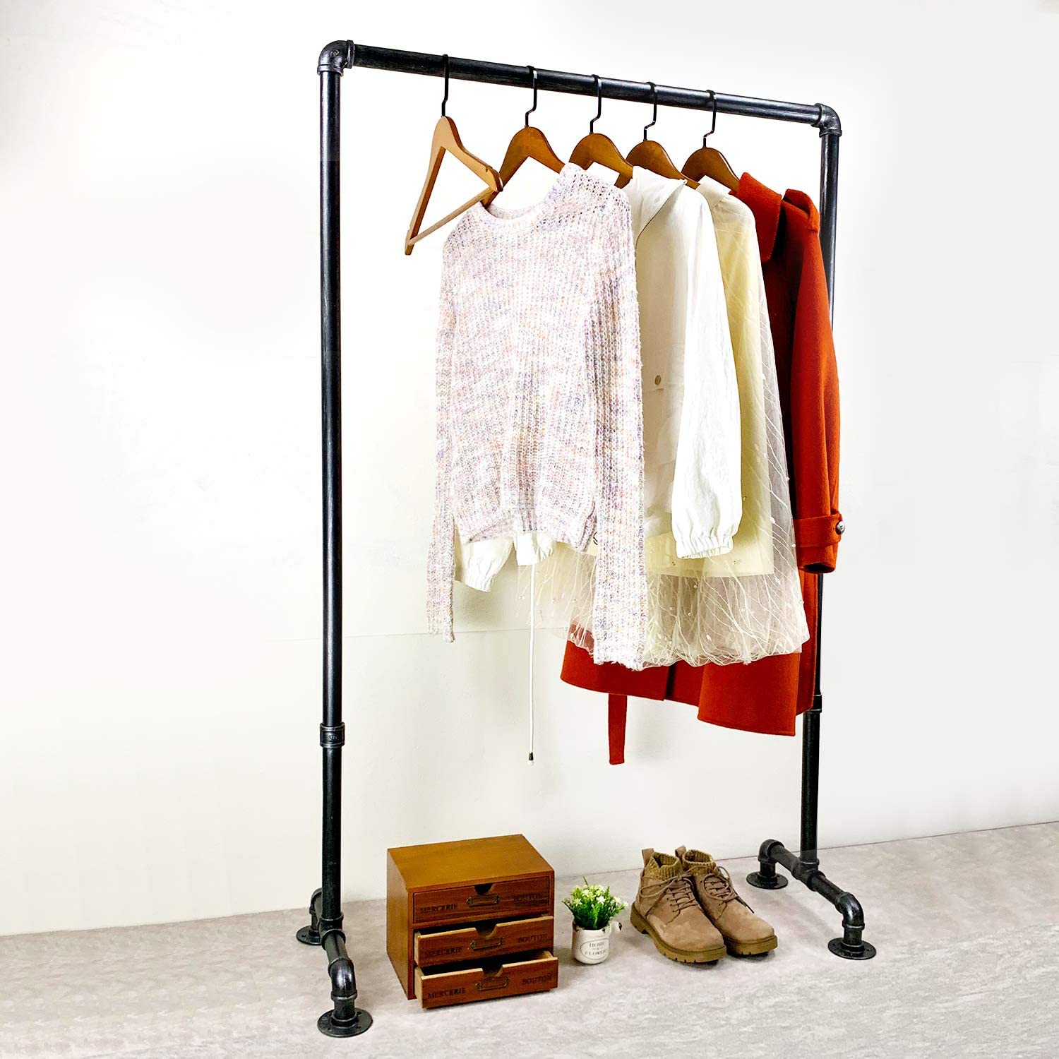 WEISANTIQ Industrial Pipe Clothing Rack Vintage Commercial Grade Pipe