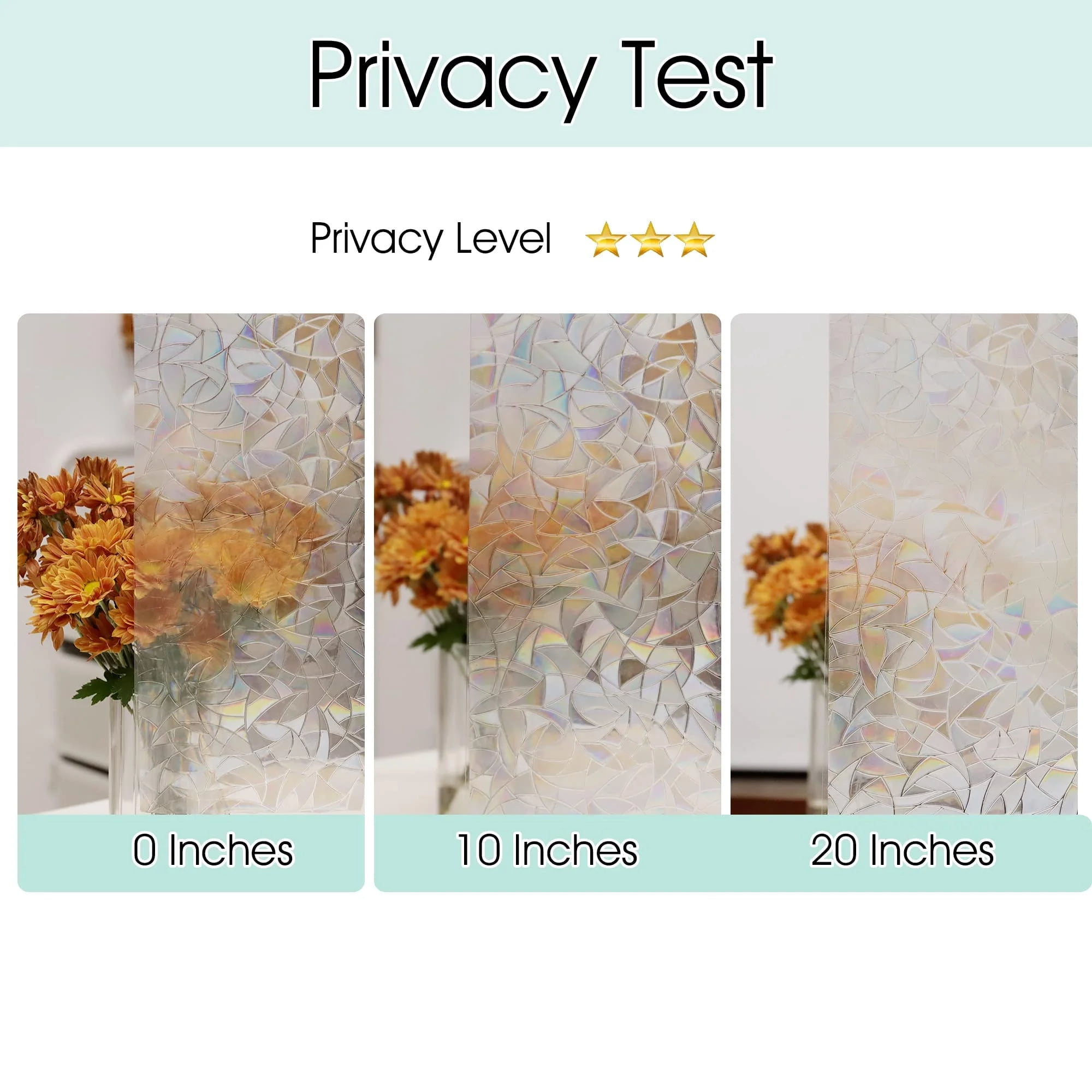 BSHAPPLUS® 17.7" x 354" Privacy Window Film,Rainbow Blackout Window Clings,Stained Glass Window Film,Peel and Cling Window Tint,Anti UV Heat Control Window Shades for Home Kitchen Bathroom Office